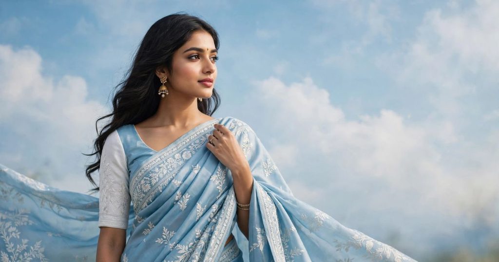 Blue Saree Captions for Instagram