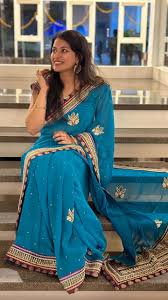 Blue Saree Captions for Instagram