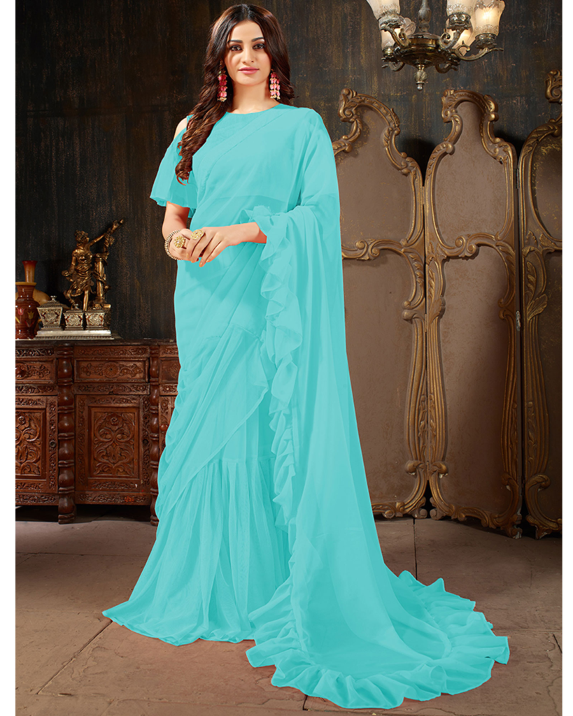 Blue Captions for Instagram, Sky color dress saree