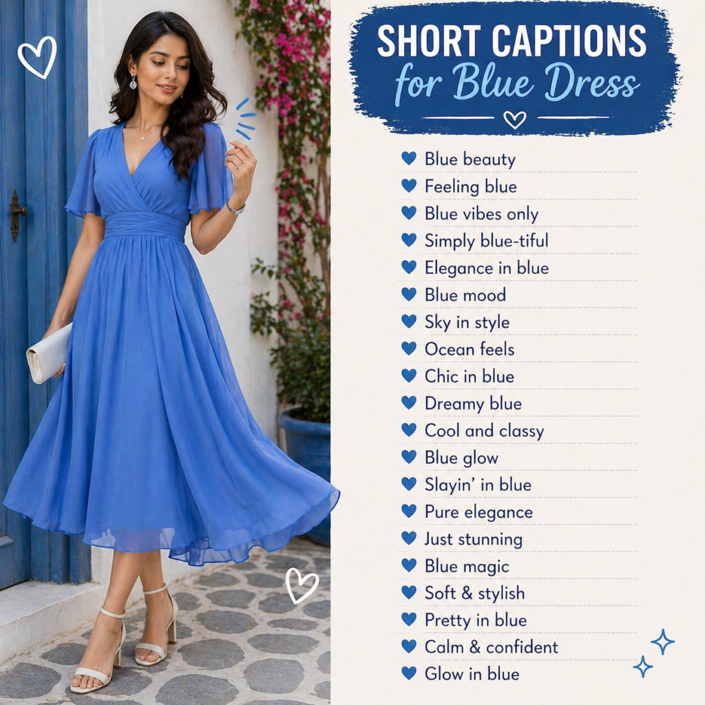 Short Captions for Blue Dress