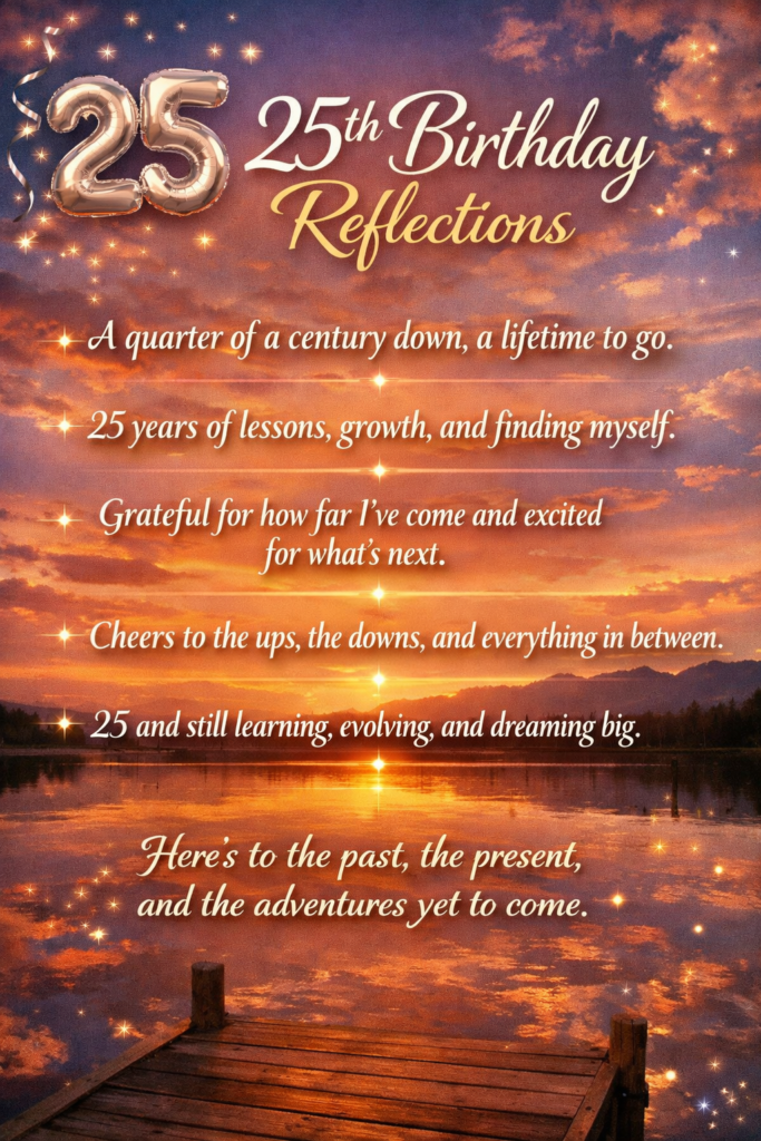 Reflective 25th Birthday Captions
