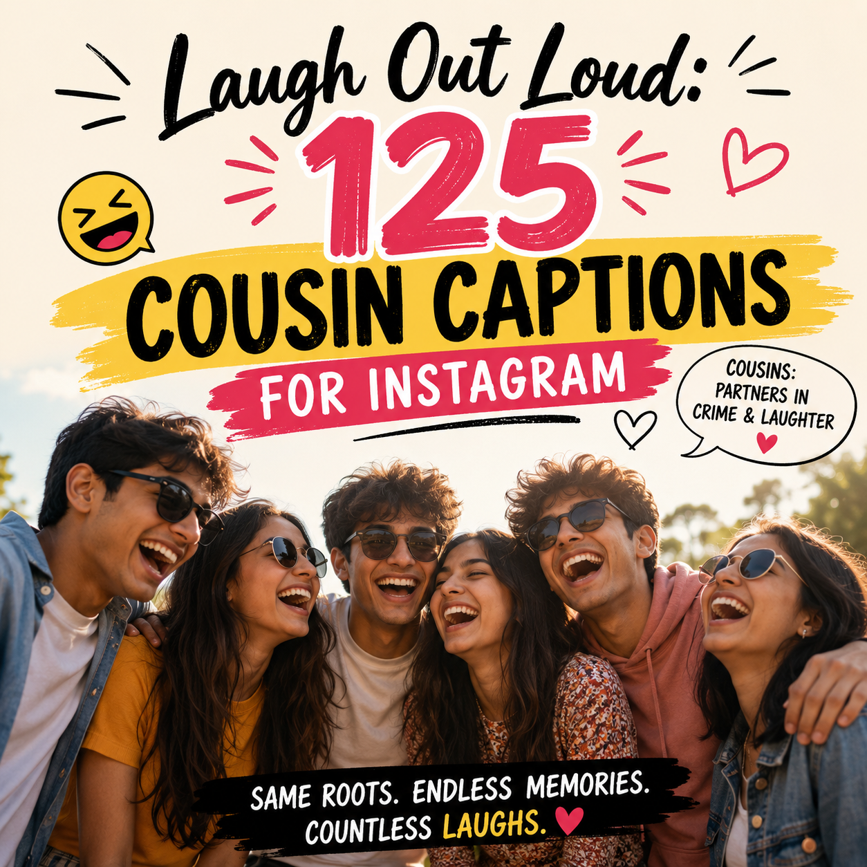 laugh out loud,125 cousin caption for instagram